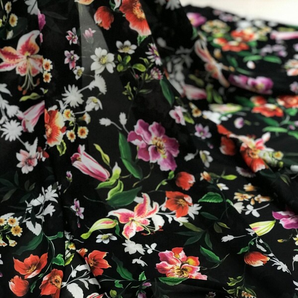 Chiffon Italiano Black Floral
